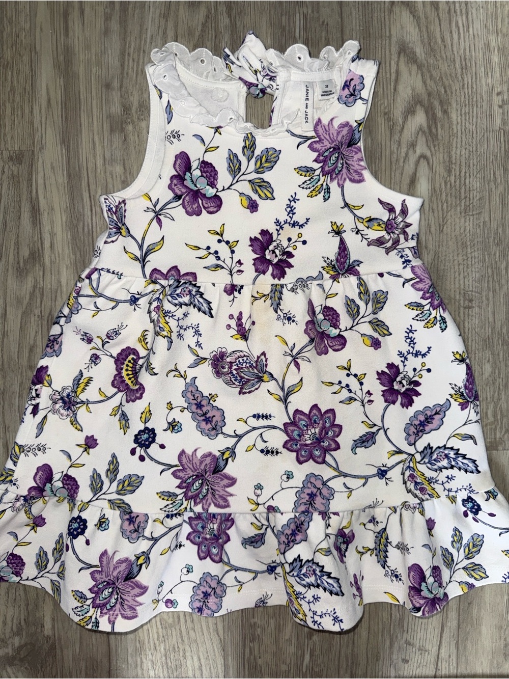 Janie and Jack Toddler Girl Ruffle Hem Tank Dress in Floral Print 2T